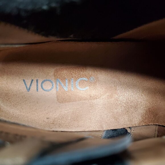 Vionic Shoes Womens 8 Joslyn Black Nubuck Leather Ankle Boots Weather Resistant - Picture 2 of 10